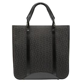 Céline-Celine C Macadam Canvas Leather Tote Bag-Black