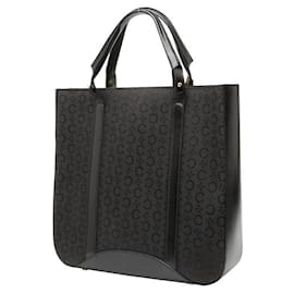 Céline-Celine C Macadam Canvas Leather Tote Bag-Black