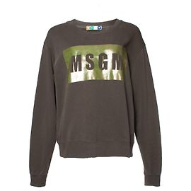 MSGM grüner Box-Logo-Pullover mit metallischem Druck Grün