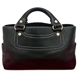 Céline-CELINE Boogie Bag Leather Handbag-Black