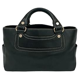 Céline-CELINE Boogie Bag Leather Handbag-Black