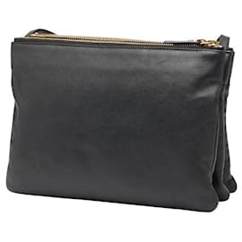 Céline-Celine Trio Large Leather Shoulder Bag-Black