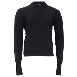 Dior Langarm-Polo-Pullover aus schwarzer Kaschmir Schwarz