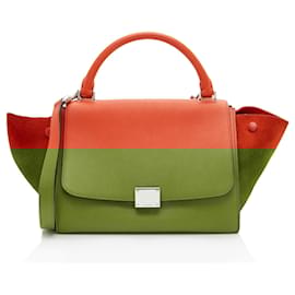 Céline-Celine Calfskin Small Trapeze Bag-Orange