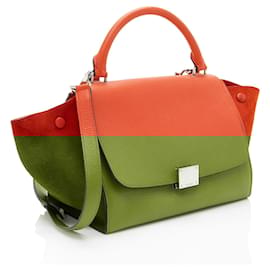 Céline-Celine Calfskin Small Trapeze Bag-Orange