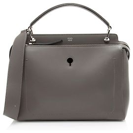Fendi Calfskin Dotcom Medium Satchel Grey