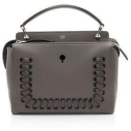 Fendi Kalbsleder Whipstitch Dotcom Medium Satchel Grau
