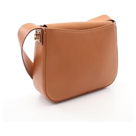 Céline-Celine Leather Shoulder Bag-Brown