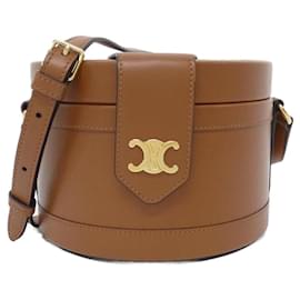 Céline-Celine Tambour Calfskin Shoulder Bag-Brown