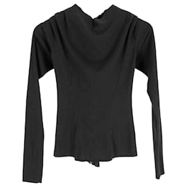 Balenciaga-Balenciaga Lace Up Blouse in Black Polyester-Black