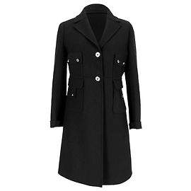 Valentino Garavani Valentino Single-Breasted Long Coat in Black Wool Black