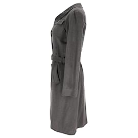 Roland Mouret-Roland Mouret Belted Coat in Grey Wool-Grey
