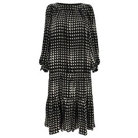 Céline Celine Geometric Print Midi Dress in Multicolor Silk Multiple colors