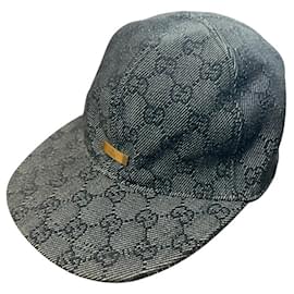 Gucci-Boné de lona GG Gucci-Cinza