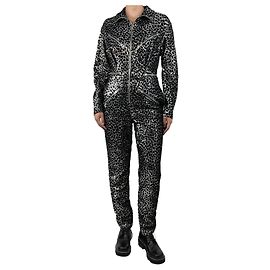 Philosophy Di Alberta Ferretti Combinaison zippée en sequins noirs et argent - taille UK 8 Argenté
