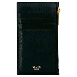 Céline-Celine Black Leather Card Case-Black
