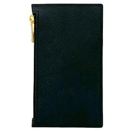 Céline-Celine Black Leather Card Case-Black