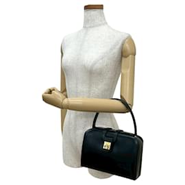 Céline-Celine Black Leather Handbag Mini Tote-Black