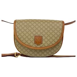 Céline-Celine Macadam Blason Triomphe Logo Shoulder Bag-Brown,Beige