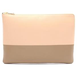 Céline-Celine Leather Clutch Bag Beige-Brown,Beige