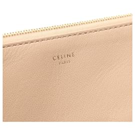 Céline-Celine Leather Clutch Bag Beige-Brown,Beige