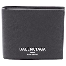 Balenciaga-Carteira de moedas de couro dobrada Balenciaga Preta-Preto