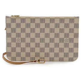 Pochette Neverfull Damier Azur di Louis Vuitton Marrone Beige