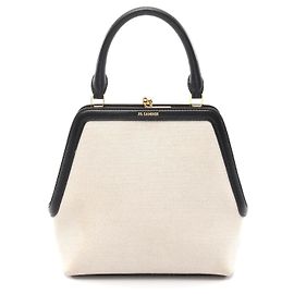 Bolsa de mão em couro e lona Goji quadrada da Jil Sander Preto