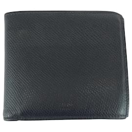 Céline-Celine Black Leather Compact Wallet-Black