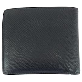 Céline-Celine Black Leather Compact Wallet-Black