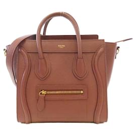 Céline-Celine Luggage Nano Shopper Calf Bag-Brown