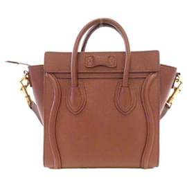 Céline-Celine Luggage Nano Shopper Calf Bag-Brown
