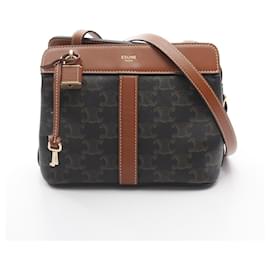 Céline-Celine Teen Cabas de France Triomphe Coated Canvas Shoulder Bag-Black