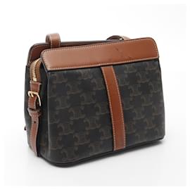 Céline-Celine Teen Cabas de France Triomphe Coated Canvas Shoulder Bag-Black