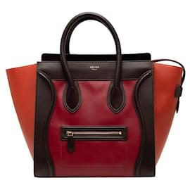 Céline-Celine Luggage Medium Shopper Leather Handbag-Red