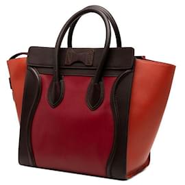 Céline-Celine Luggage Medium Shopper Leather Handbag-Red