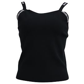 Top sin mangas de viscosa negra con logo de jacquard T de Alexander Wang Negro