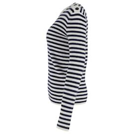 Saint Laurent- Saint Laurent Knitted Striped Crewneck Sweater in Multicolor Wool-Multiple colors