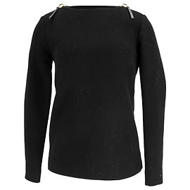 Schwarzer Wollpullover mit Reißverschlussdetails an der Schulter von Marni Schwarz