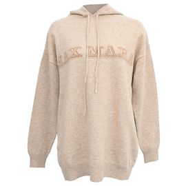Max Mara Logo Hoodie aus beigem Kaschmir Beige