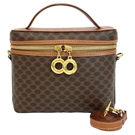 Céline-Celine Macadam Blason Triomphe Pattern Leather Handbag-Brown