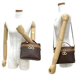 Céline-Celine Macadam Blason Triomphe Pattern Leather Handbag-Brown