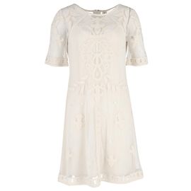 Abito in rete a lunghezza ginocchio Temperley London in poliestere bianco Bianco Crudo