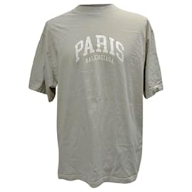 Balenciaga-Camiseta Balenciaga Paris em algodão cinza-Outro