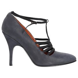 Strappy Pumps aus dunkelgrauem Leder von Lanvin Grau