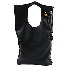 Bolsa Tote Alix Grande com Dobra em Couro Preto da Tom Ford Preto