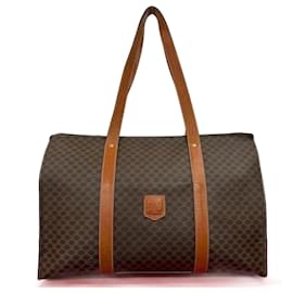 Céline-Celine Macadam Blazon Leather Tote Bag-Brown