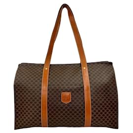 Céline-Celine Macadam Blazon Leather Tote Bag-Brown