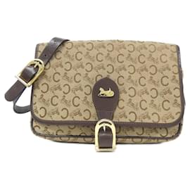 Céline-Celine Canvas Shoulder Bag-Brown,Beige