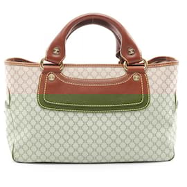 Céline-Celine Boogie Bag Macadam Canvas Leather Handbag-Brown,Beige